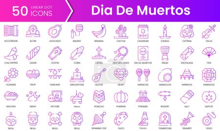 Illustration for Set of dia de muertos icons. Gradient style icon bundle. Vector Illustration - Royalty Free Image