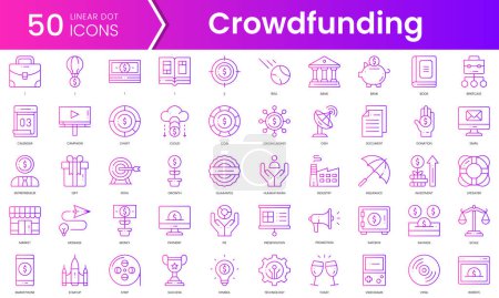 Ilustración de Conjunto de iconos de crowdfunding. Paquete de iconos de estilo degradado. Ilustración vectorial - Imagen libre de derechos