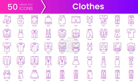 Set von Kleidungssymbolen. Gradient style icon bundle. Vektorillustration