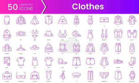 Set von Kleidungssymbolen. Gradient style icon bundle. Vektorillustration