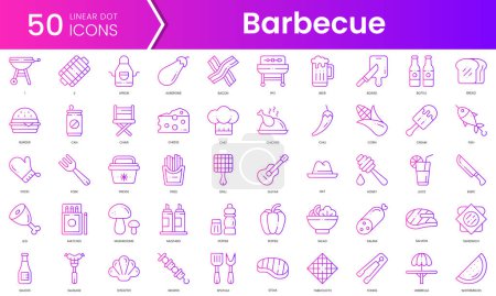 Set of barbecue icons. Gradient style icon bundle. Vector Illustration