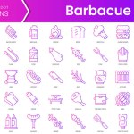 Set of barbacue icons. Gradient style icon bundle. Vector Illustration