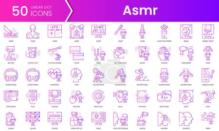 Set of asmr icons. Gradient style icon bundle. Vector Illustration