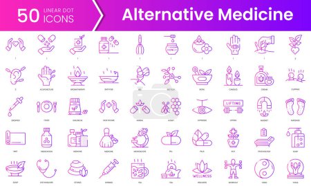 Illustration for Set of alternative medicine icons. Gradient style icon bundle. Vector Illustration - Royalty Free Image