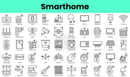 Set of smarthome icons. Linear style icon bundle. Vector Illustration