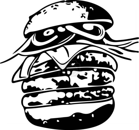 Téléchargez les illustrations : Illustration vectorielle de hamburger Fast Food pour la découpe du vinyle. Cet art vectoriel propose un délicieux hamburger de restauration rapide avec toutes les fixations. Le design est parfait pour une utilisation sur les machines de découpe de vinyle pour créer des décalcomanies de haute qualité. - en licence libre de droit