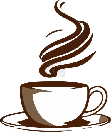 Ilustración de Steaming Cup of Coffee on White Background - Vector Illustration (en inglés). Esta ilustración vectorial presenta una taza de café humeante realista y bellamente elaborada sobre un fondo blanco limpio. - Imagen libre de derechos
