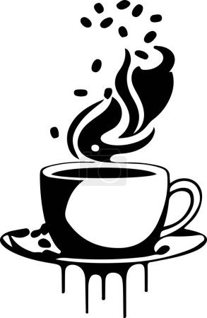 Photo for Minimalist Black and White Cup of Tea or Coffee with Steam Vector Illustration. This vector art depicts a black and white cup of tea or coffee with steam rising from it. The simple yet elegant design captures the warmth and comfort of a hot beverage. - Royalty Free Image