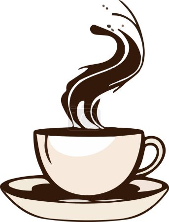 Photo for Steaming Cup of Coffee on White Background - Vector Illustration. This vector illustration features a realistic and beautifully crafted steaming cup of coffee on a clean white background. - Royalty Free Image