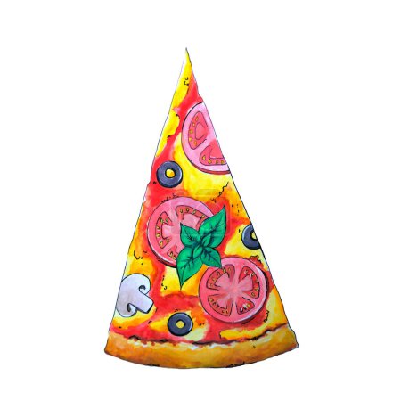Téléchargez les photos : Pizza drawing art with tomato on isolate - en image libre de droit