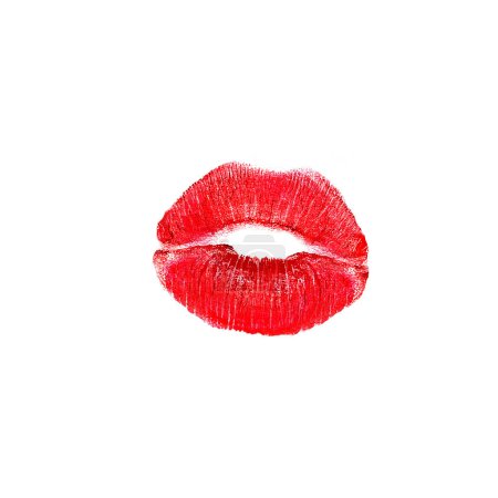 Téléchargez les photos : Red sexy lip in lipstick print isolate - en image libre de droit
