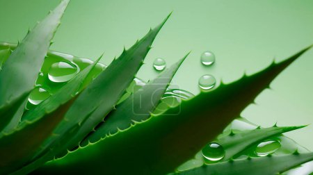 Téléchargez les photos : Aloe vera sur fond vert. Cosmétiques et soins du corps concept - en image libre de droit