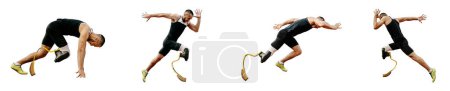 Téléchargez les photos : Set athlete runner on prosthesis in athletics on white background - en image libre de droit