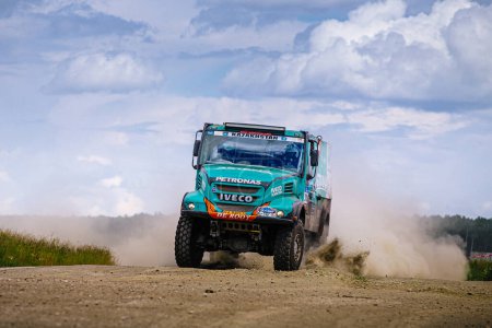 Photo for Chelyabinsk region, Russia - July 10, 2017: Iveco cross-country truck during rally "Silk Way" - Royalty Free Image