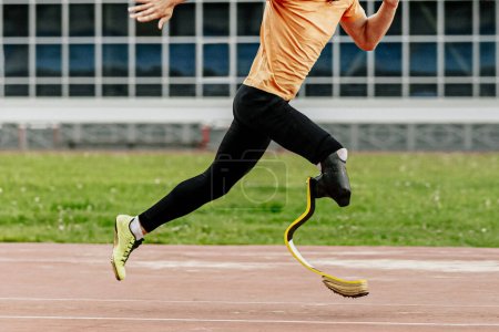 Photo for Athlete disability running sprint race at athletics competition, sports summer games - Royalty Free Image