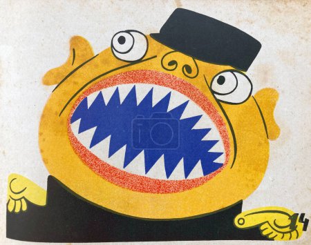 Téléchargez les photos : URSS - vers 1941 : caricature dans le livre "Œuvres collectées" de V.V. Mayakovsky, année de publication 1941 - en image libre de droit