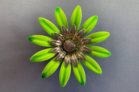 Photo for Vintage Sarah Coventry brooch with green chamomile flower - Royalty Free Image