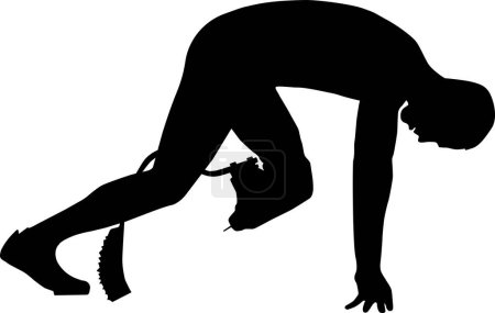 Illustration for Start athlete runner disabled black silhouette - Royalty Free Image