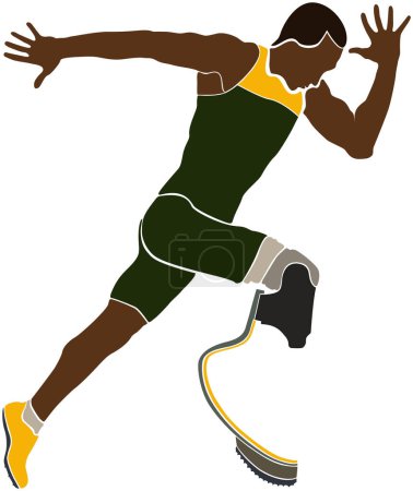 Illustration for Explosive brazilian runner athlete disabled amputee - Royalty Free Image