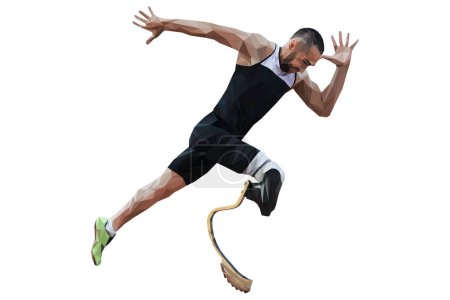 Illustration for Athlete runner disabled prosthetic leg running - Royalty Free Image