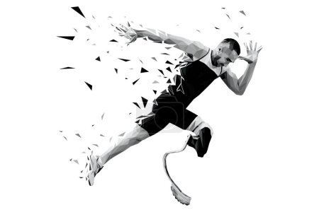 Ilustración de Start runner deshabilitado amputado desde triángulos - Imagen libre de derechos