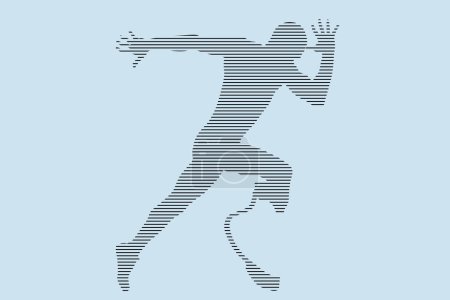 Illustration for Runner athlete disability in prosthetic silhouette in black lines - Royalty Free Image