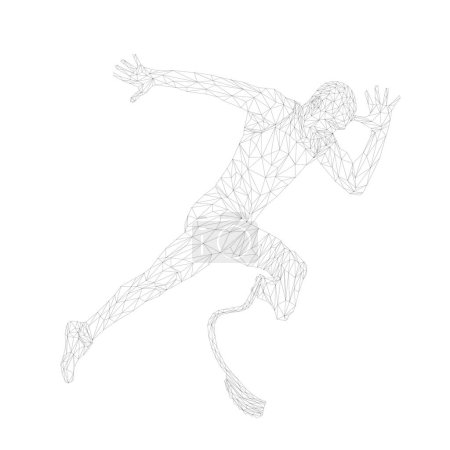 Illustration for Start running disabled runner amputee leg prosthetic polygonal wireframe - Royalty Free Image
