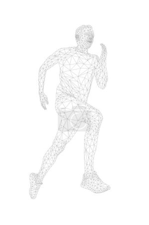Illustration for Man runner athlete run. polygon wireframe vector - Royalty Free Image