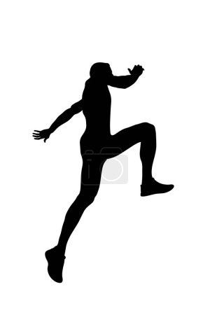 Illustration for Concept freedom man jump up black silhouette - Royalty Free Image