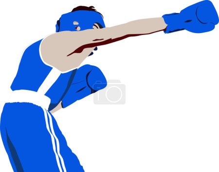 Illustration for Man boxer straight right punch to head - Royalty Free Image