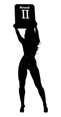 Illustration for Ring girl in boxing competition black silhouette - Royalty Free Image