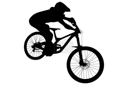 Téléchargez les illustrations : Athlète mtb downhill bike noir silhouette - en licence libre de droit