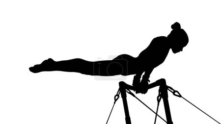 girl gymnast exercise on uneven bars gymnastics black silhouette