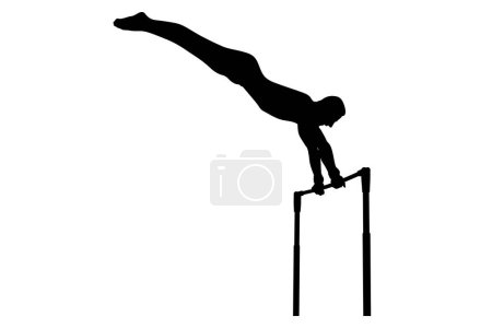 Téléchargez les illustrations : Bar horizontal gymnaste en gymnastique artistique silhouette noire - en licence libre de droit