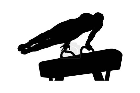 Illustration for Pomme horse exercise athlete gymnast black silhouette - Royalty Free Image
