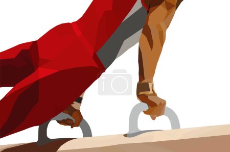 Téléchargez les illustrations : Pomme cheval athlète gymnaste en gymnastique artistique basse poly - en licence libre de droit