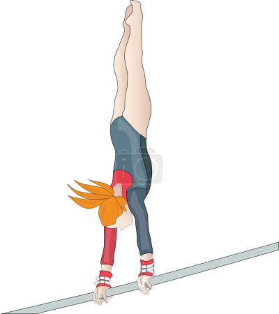Ilustración de Chica gimnasta atleta ejercicio barra horizontal - Imagen libre de derechos