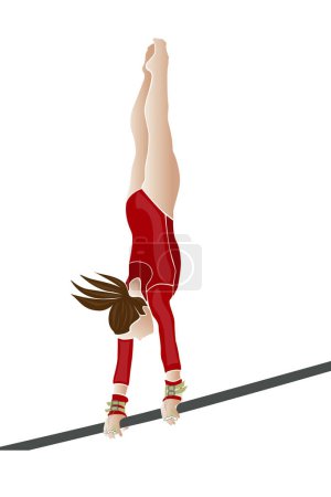 Illustration for Female athlete gymnast on uneven bars - Royalty Free Image