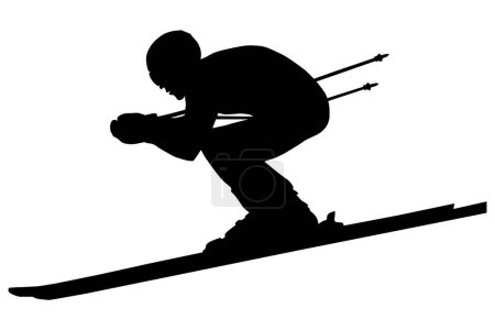 Ilustración de Descenso hombre atleta esquí a la competencia en esquí alpino - Imagen libre de derechos