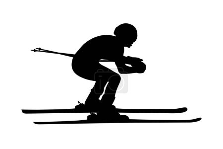 Ilustración de Silueta negra atleta esquiador en esquí alpino slalom - Imagen libre de derechos