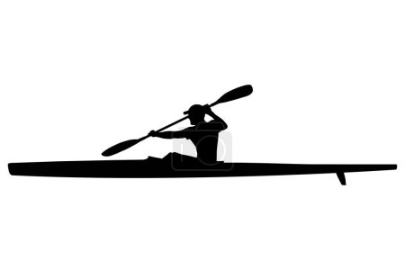 Ilustración de Silueta negra atleta kayak deportivo kayak con paleta - Imagen libre de derechos