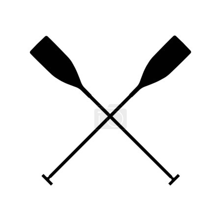 Illustration for Criss cross sports paddles for canoeing black silhouette - Royalty Free Image