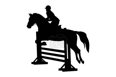 Illustration for Equestrian sport female rider horse show jumping competition - Royalty Free Image