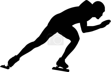 Illustration for Man speed skaters black silhouette - Royalty Free Image