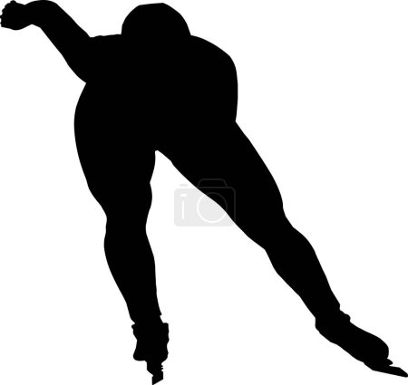 Illustration for Professional man speed skaters black silhouette - Royalty Free Image
