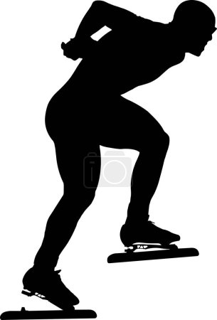 Illustration for Male athlete speed skater black silhouette - Royalty Free Image