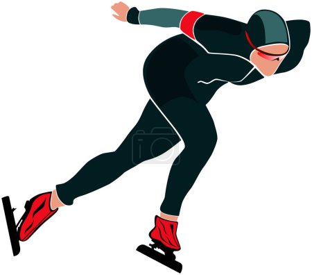 Illustration for Athlete speed skating colored silhouette vector illustration - Royalty Free Image