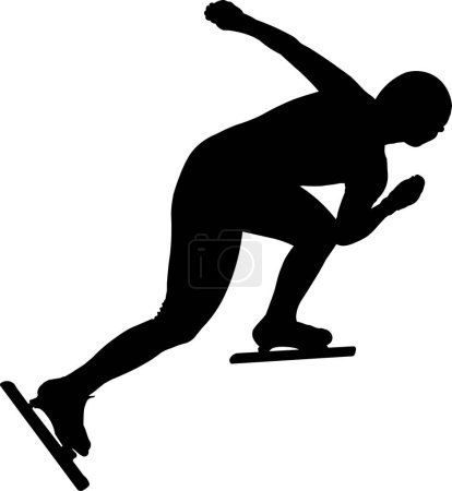 Téléchargez les illustrations : Athlète féminine patineuse de vitesse silhouette noire - en licence libre de droit