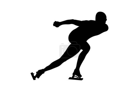 Téléchargez les illustrations : Patinage de vitesse homme athlète patineur noir silhouette - en licence libre de droit