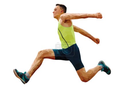 Photo for Athlete jumper in triple jump polygon vector - Royalty Free Image